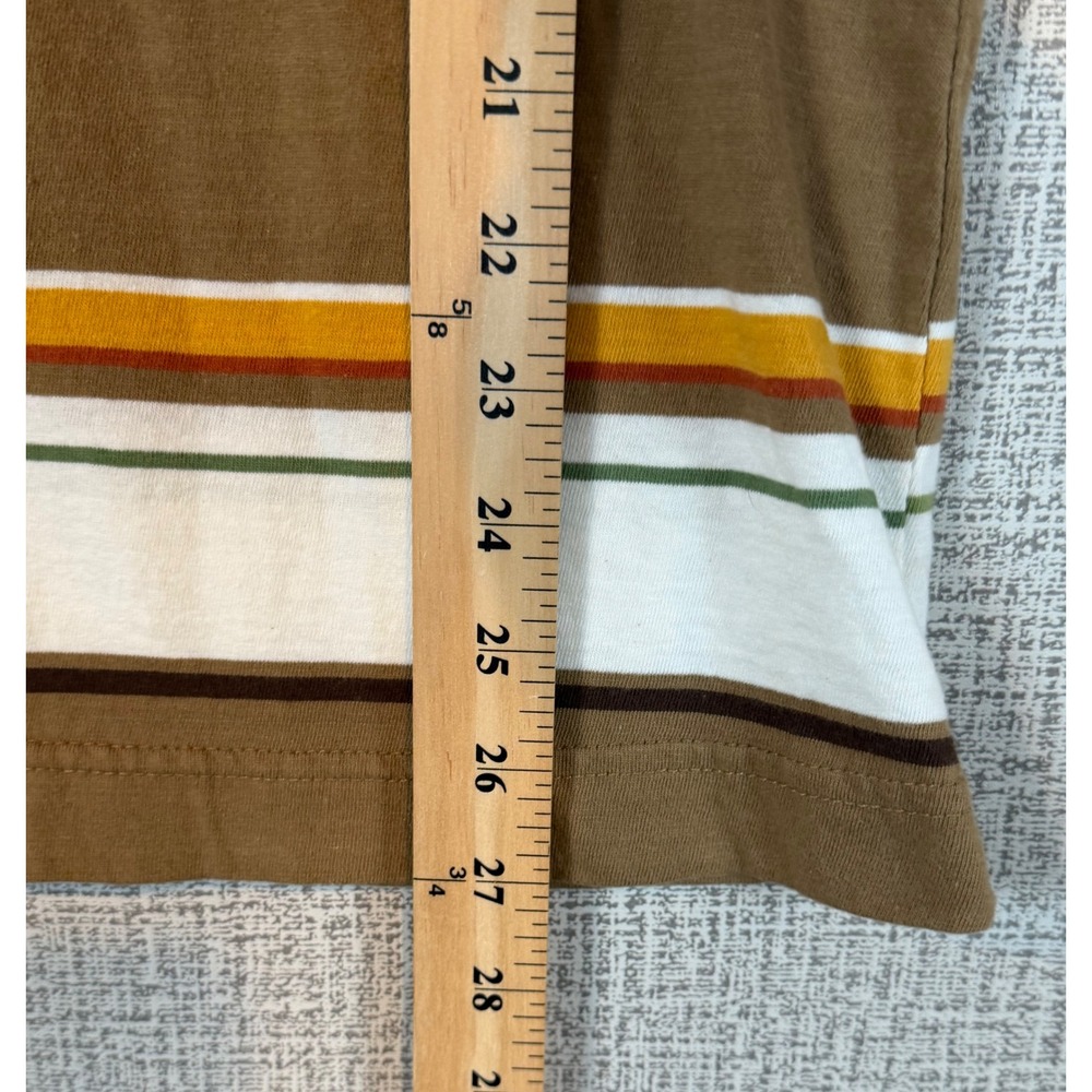 NWT Aeropostale Mens Small Brown Striped Short Sleeve Polo Shirt Retro 70s Prep - Picture 5 of 6